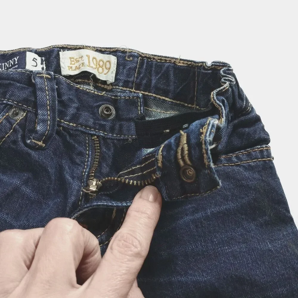 The Children's Place Skinny Jeans Adjustble Waist Denim Pants Cotton Dark Boys 5